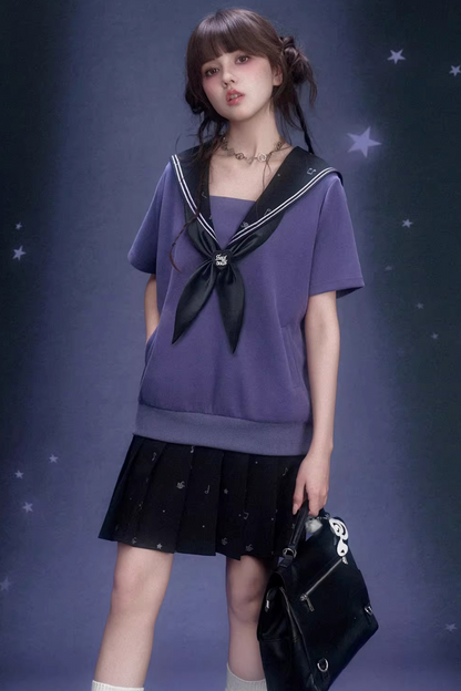 Deep Purple Sailor Collar Dress