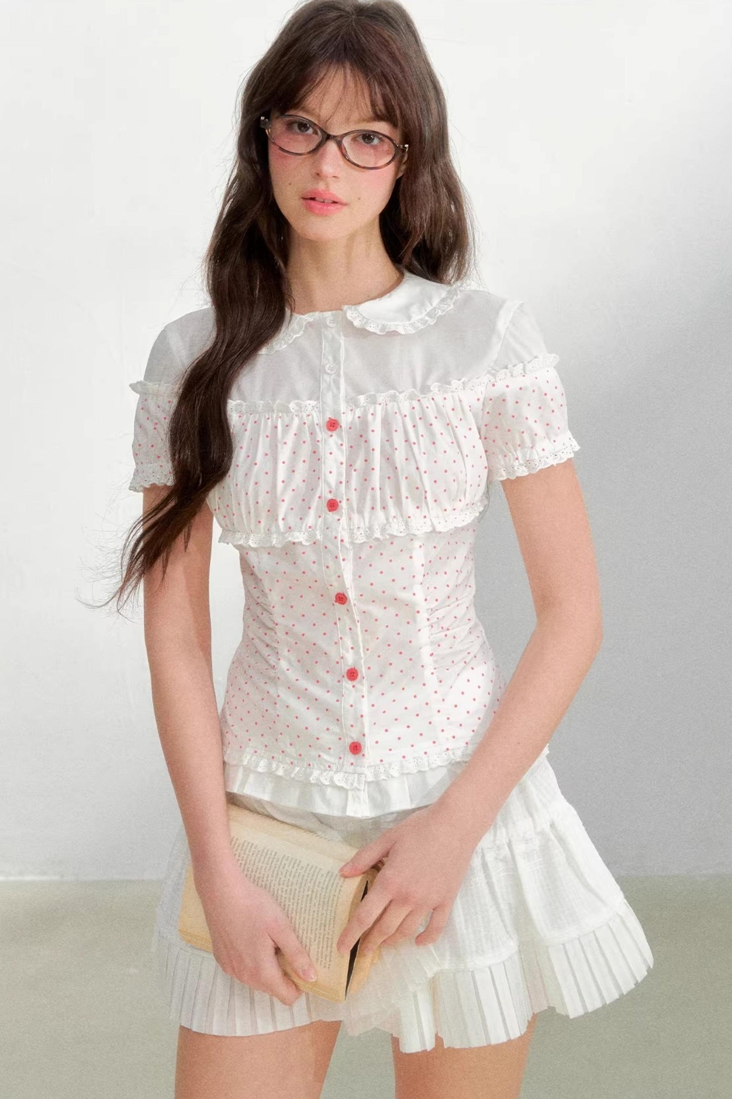 Cotton Linen Polka Dot Top