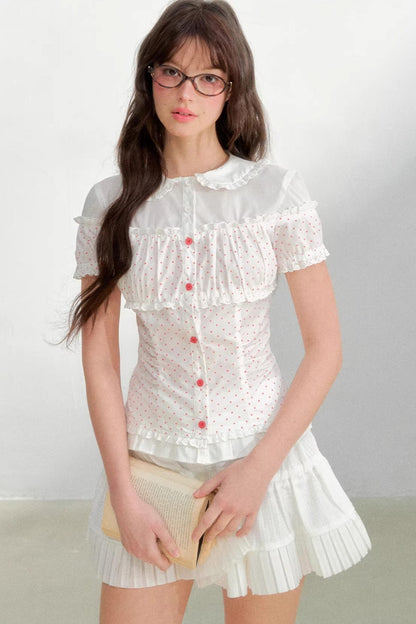 Cotton Linen Polka Dot Top