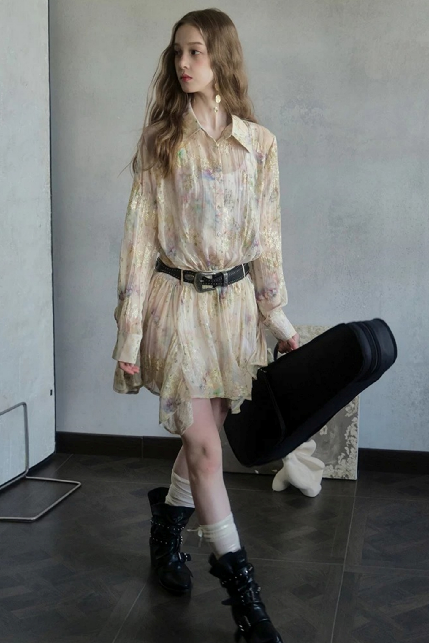 Sunset Embroidery Pleated Dress Set