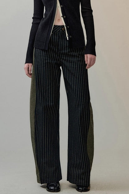 Striped Patchwork Banana Pants