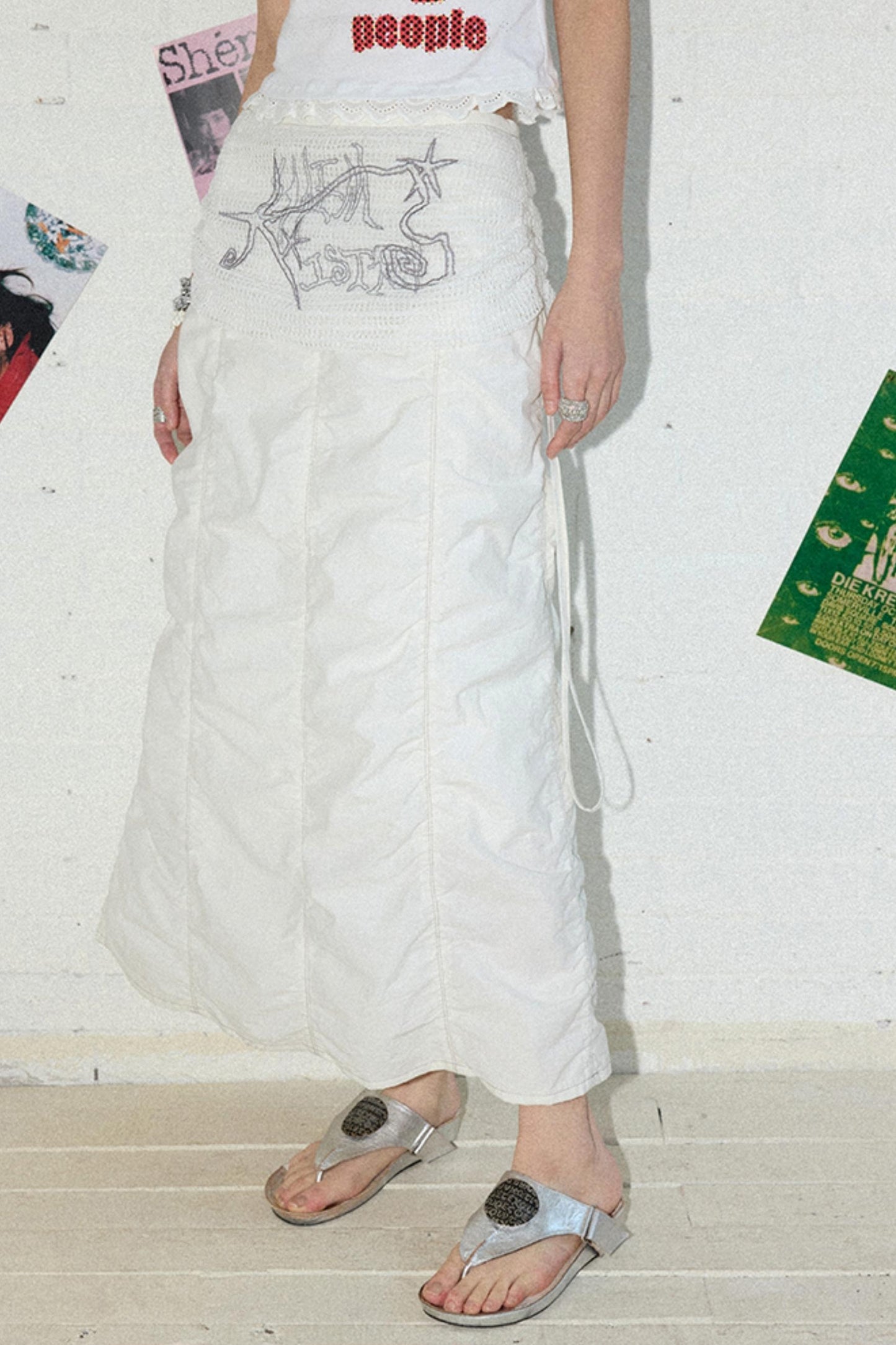 White Pleated A-Line Skirt
