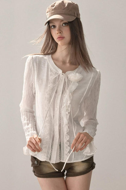 Ruffled Vintage White Shirt