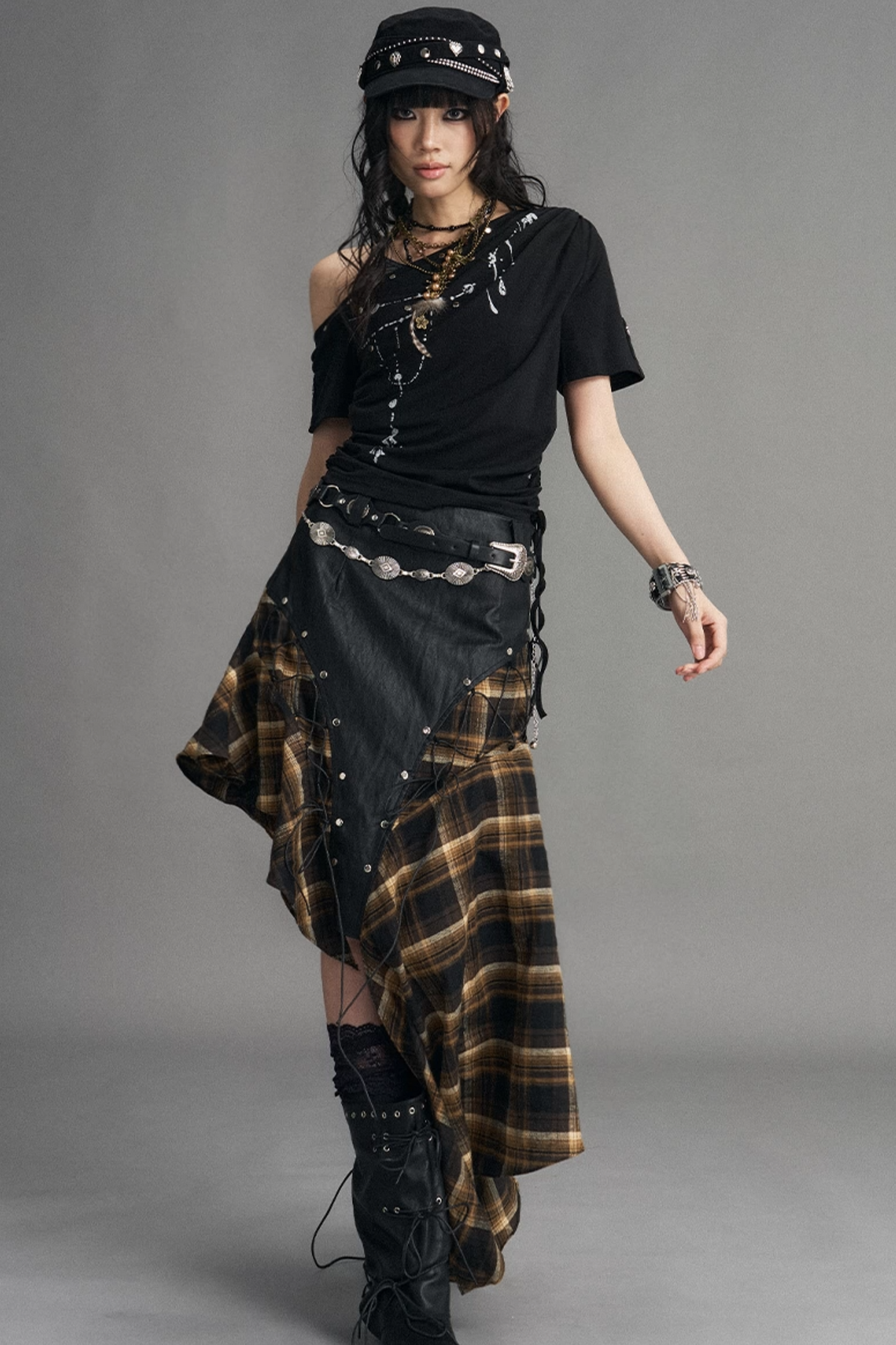 Punk Print Drop-Shoulder Top