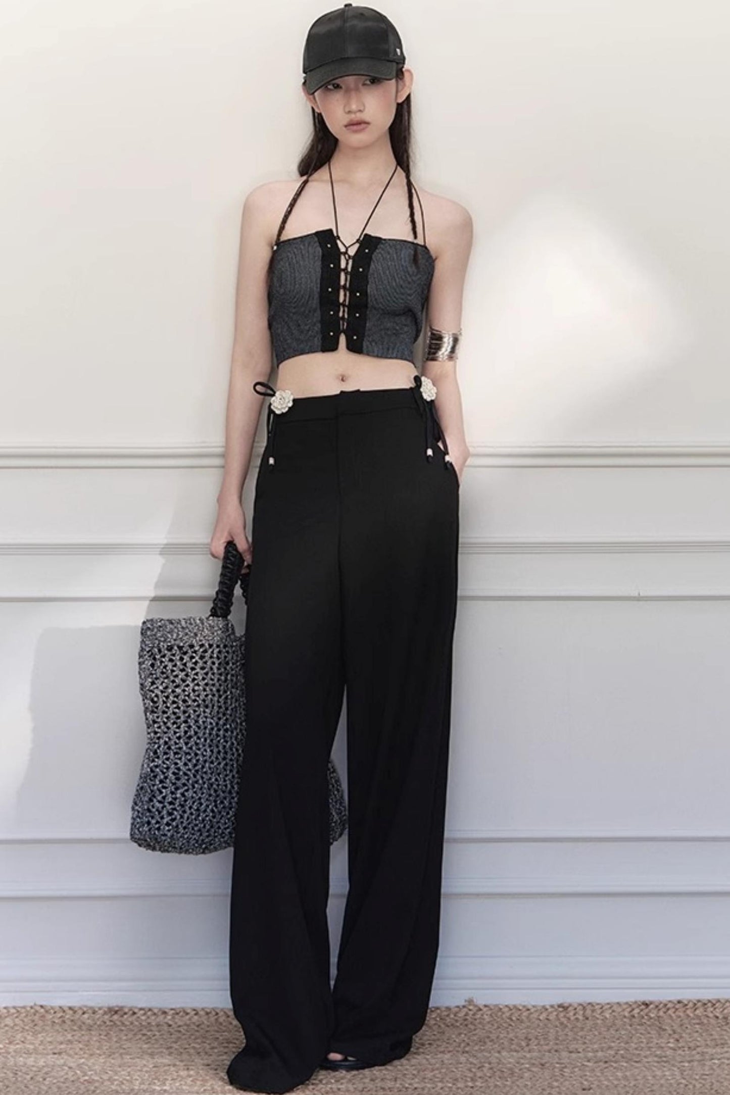 White Lace Wide-Leg Pants