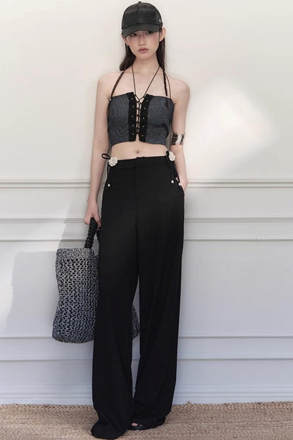 White Lace Wide-Leg Pants