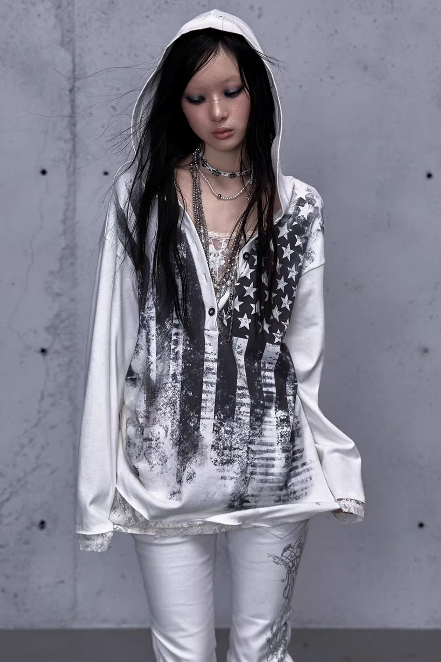 Rebellious Lace Hooded Top