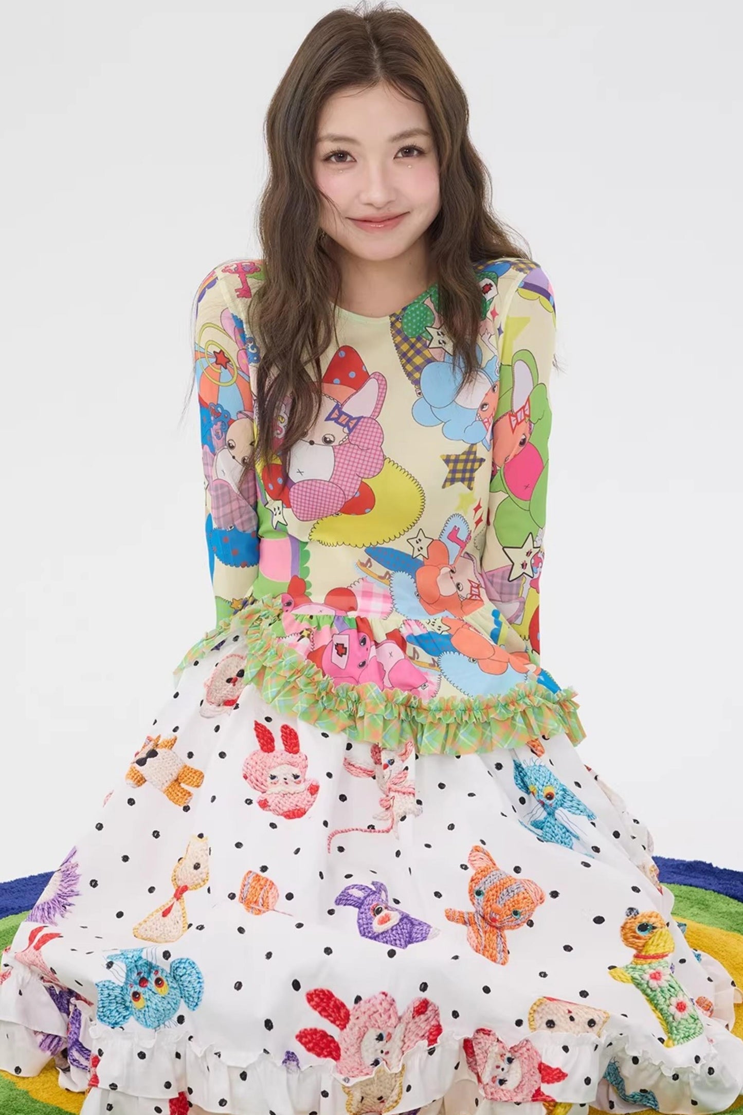 Two-Tone Lace Trim Top