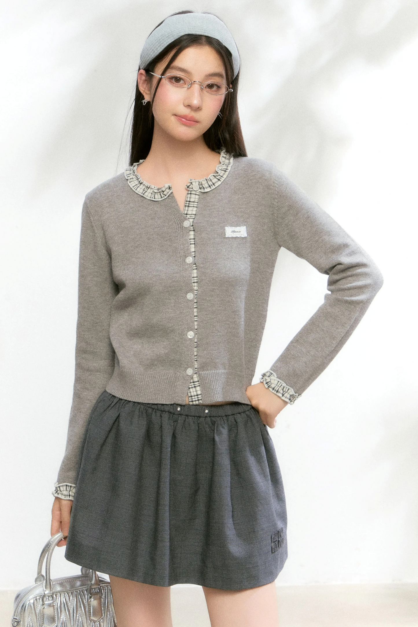 Kariertes Strickpullover-Rock-Set