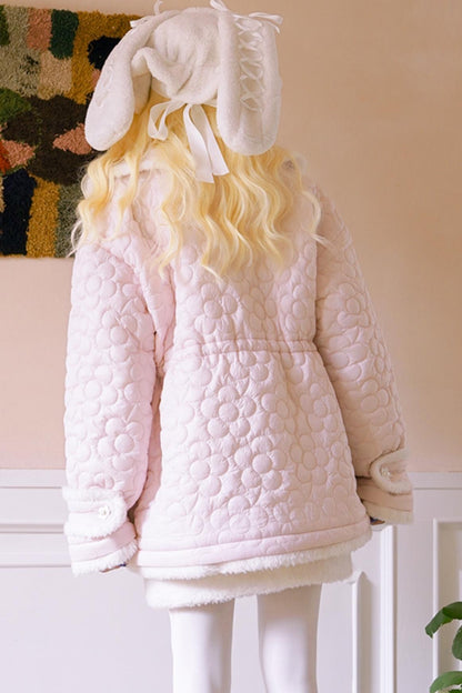 Cute Flower Solid Color Warm Jacket