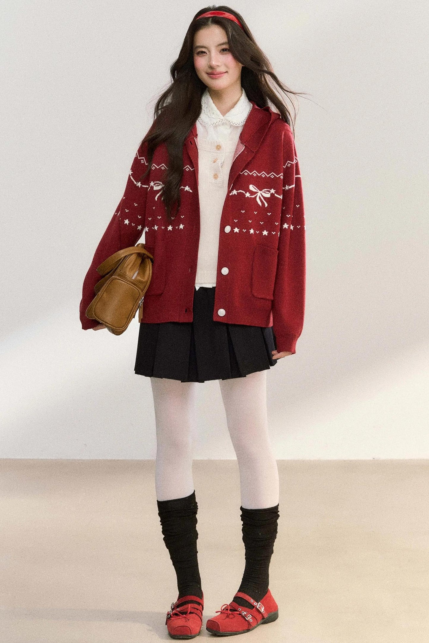 Fair Isle Hooded Knit Jacket