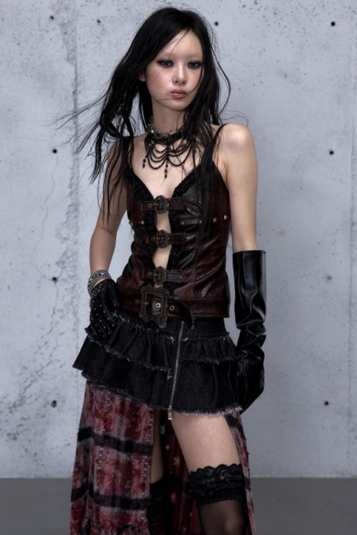 Embroidered Lace Leather Camisole