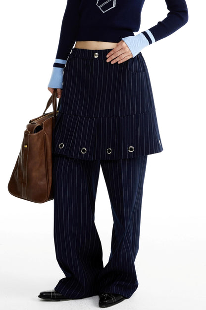 Fake Two-Piece Culottes Straight Pants