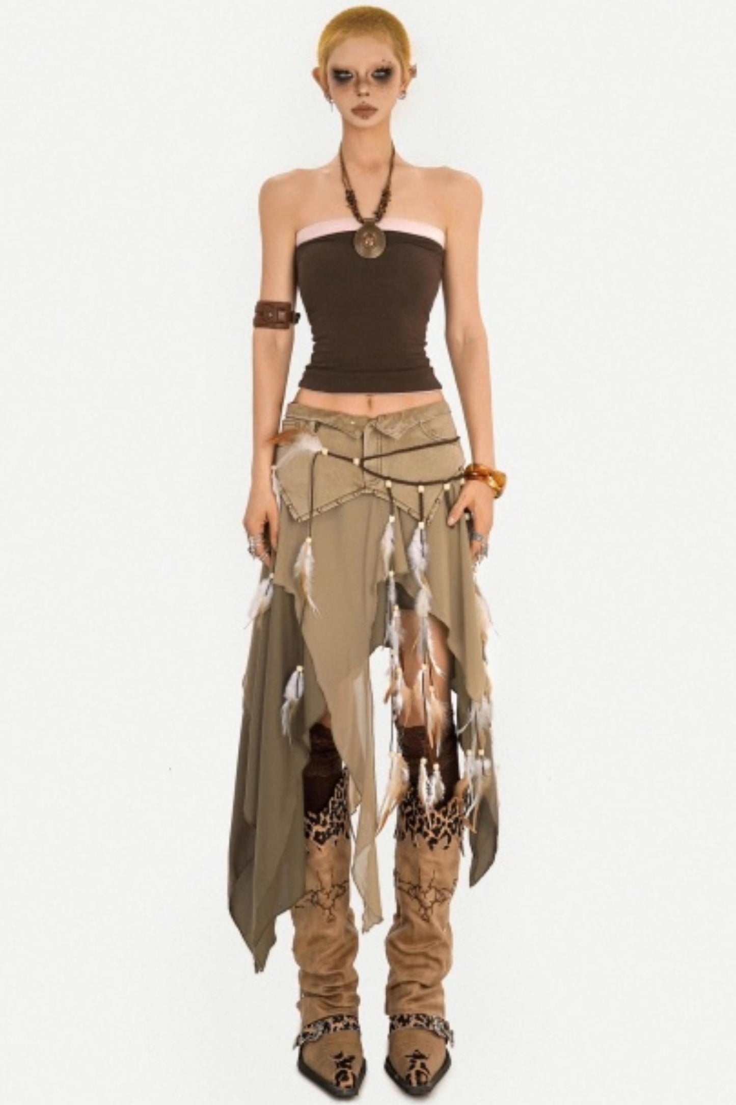 Retro Asymmetrical Denim Skirt