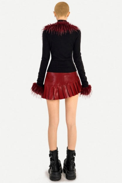 Dark Red Leather Skirt