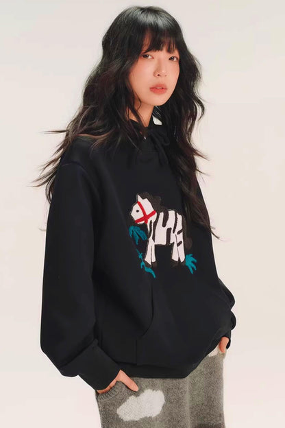 Color-Block Embroidered Hoodie