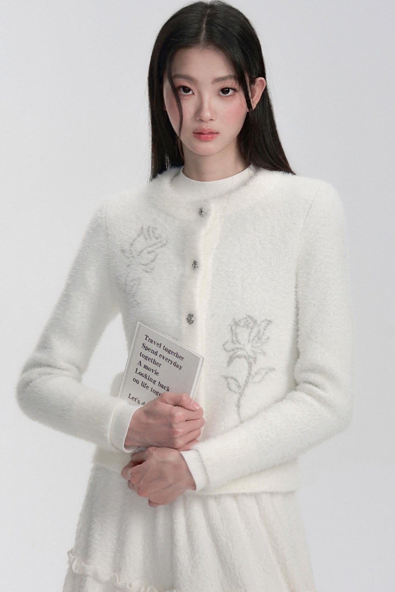 Rose Pattern Knit Cardigan