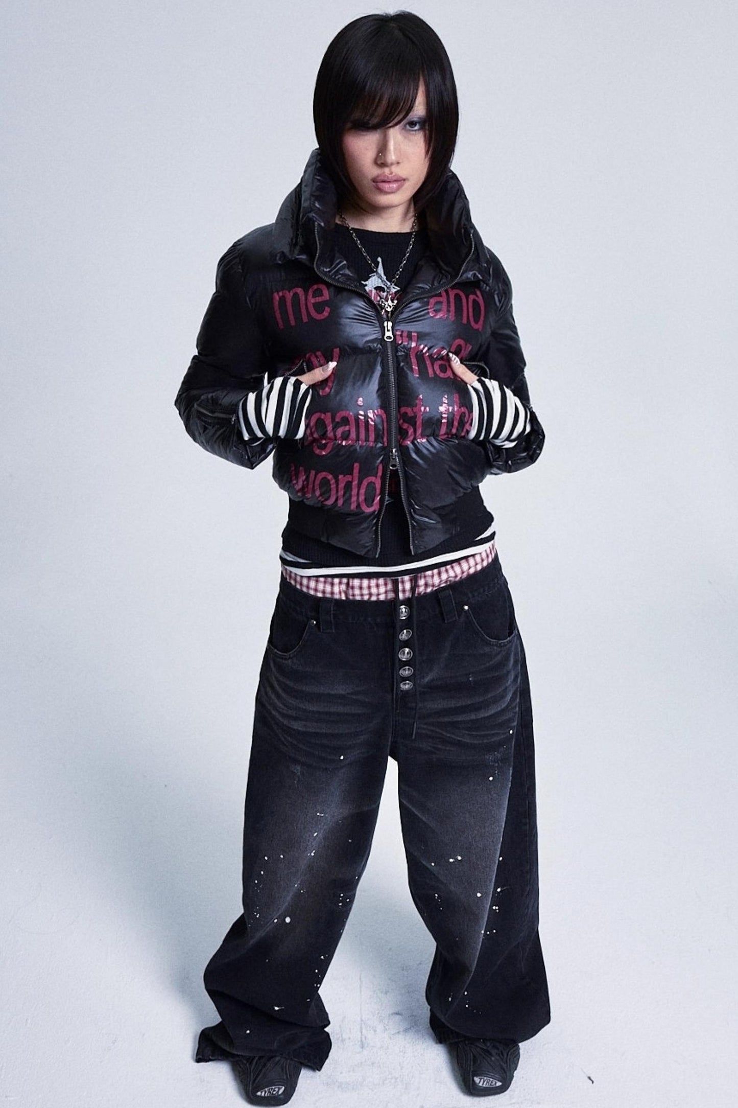 Distressed Ink Wash Baggy Pants