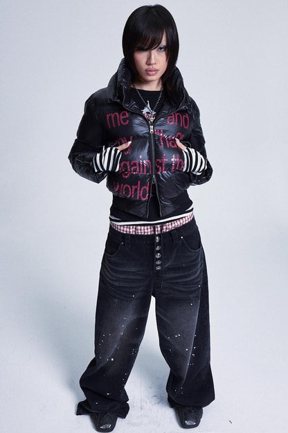 Distressed Ink Wash Baggy Pants