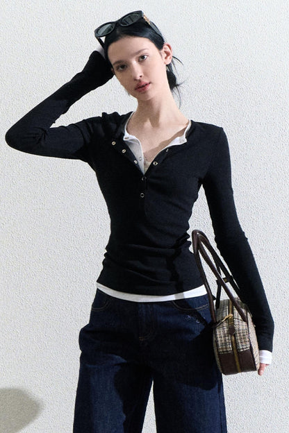 Slim Fit Henry Collar Knit Top