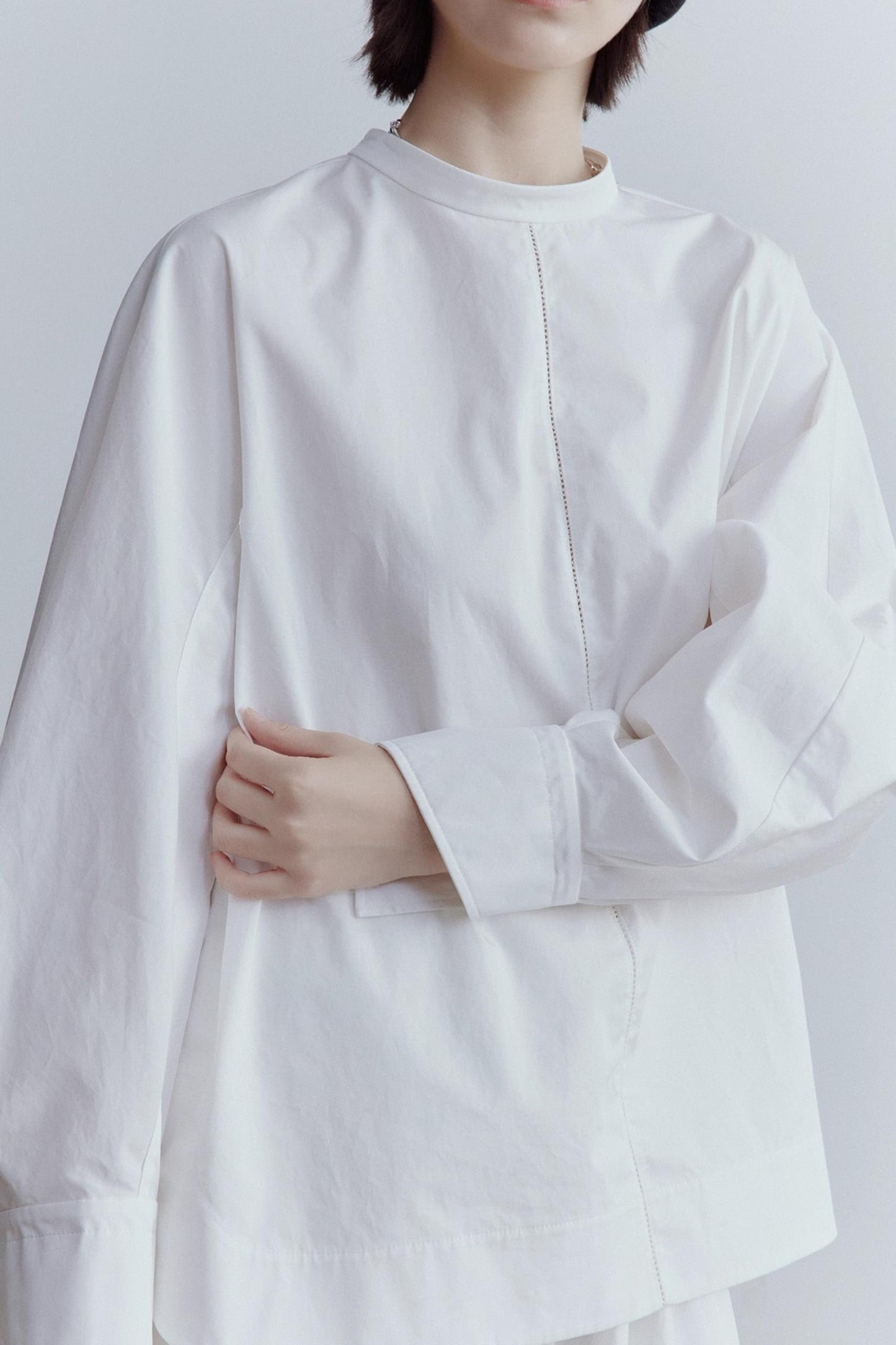 Silhouette Sleeves Cotton Shirt