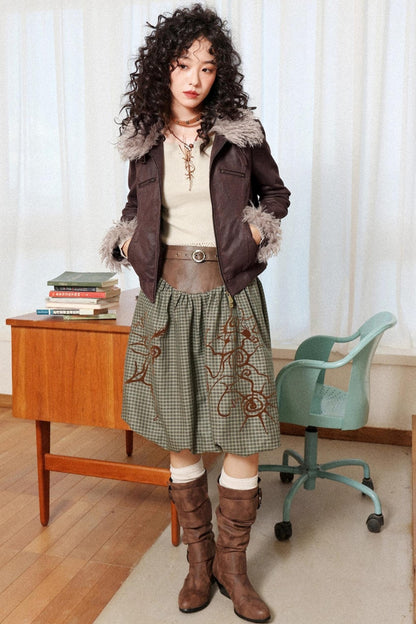 Flower Bud Flock Print Skirt