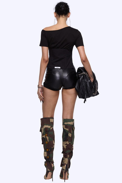 Contrast Tie-Waist Tee