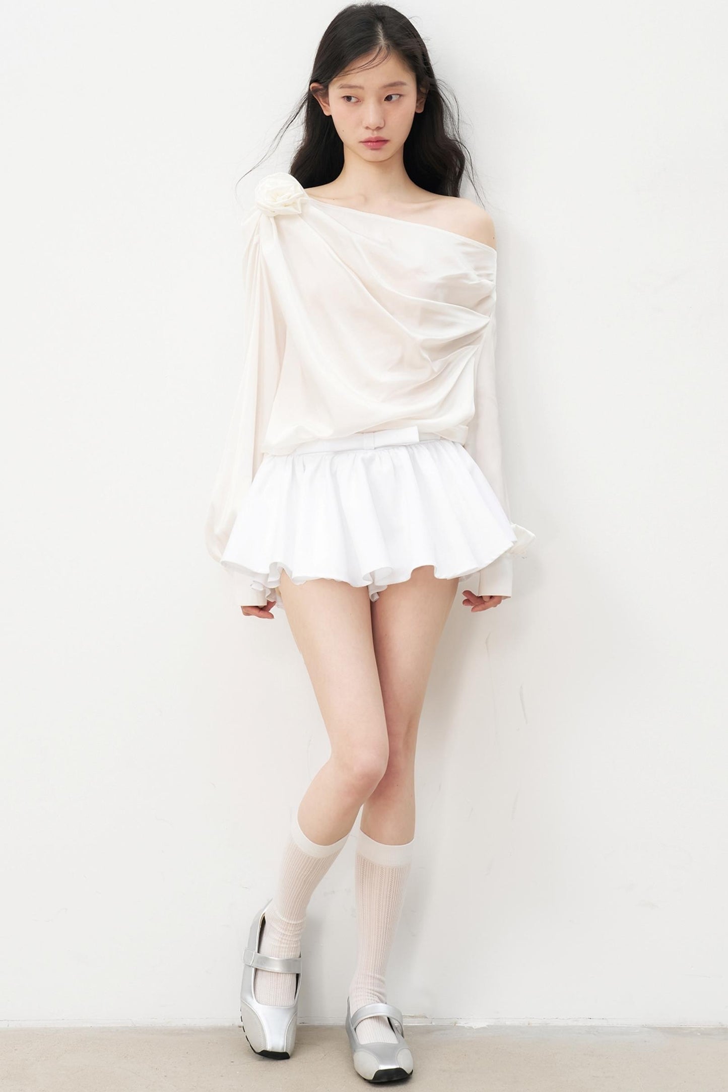 Satin Pleated Mini Skirt