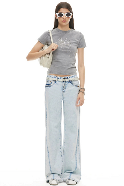 Heavy Washed Twill Jeans