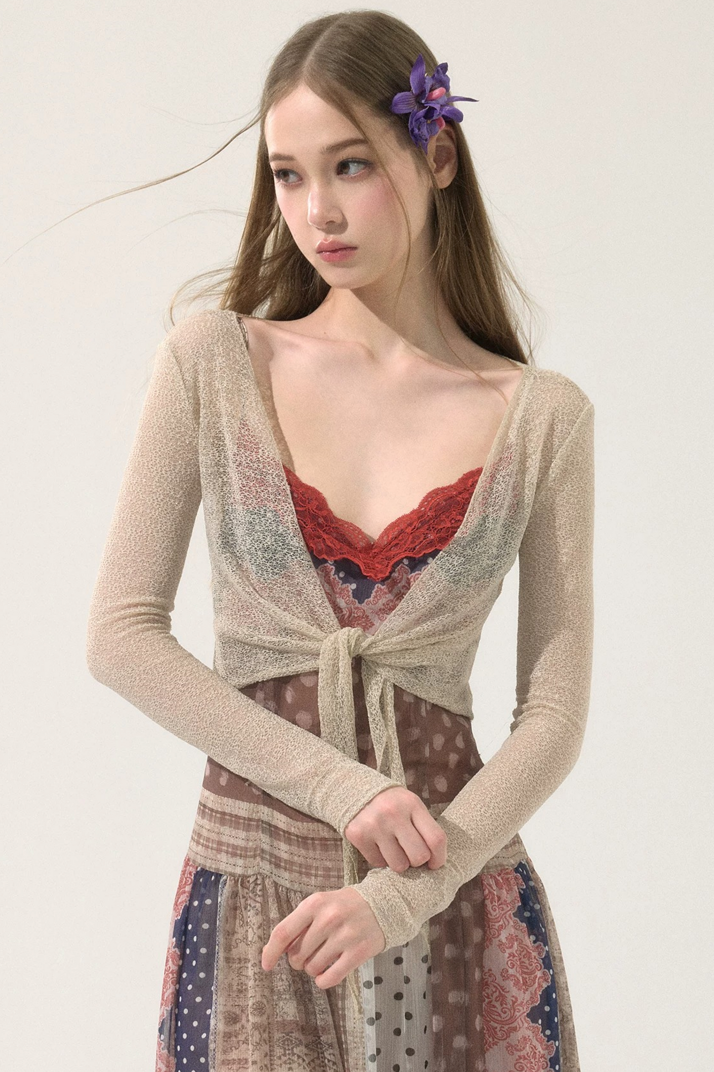Shiny Silk Sheer Cardigan
