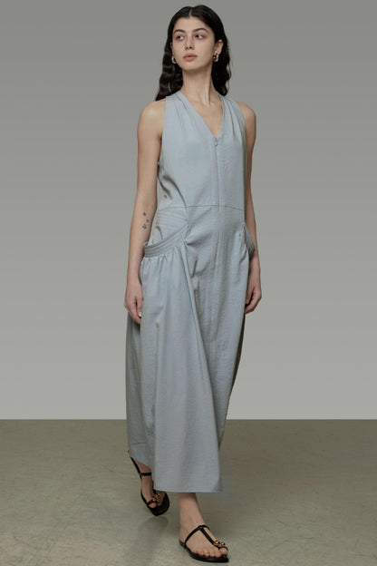 V-Neck Pocket Maxi Dress