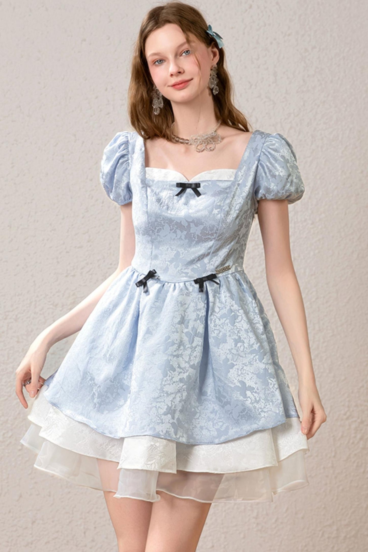 Princess Waist Bubble Sleeve Dress