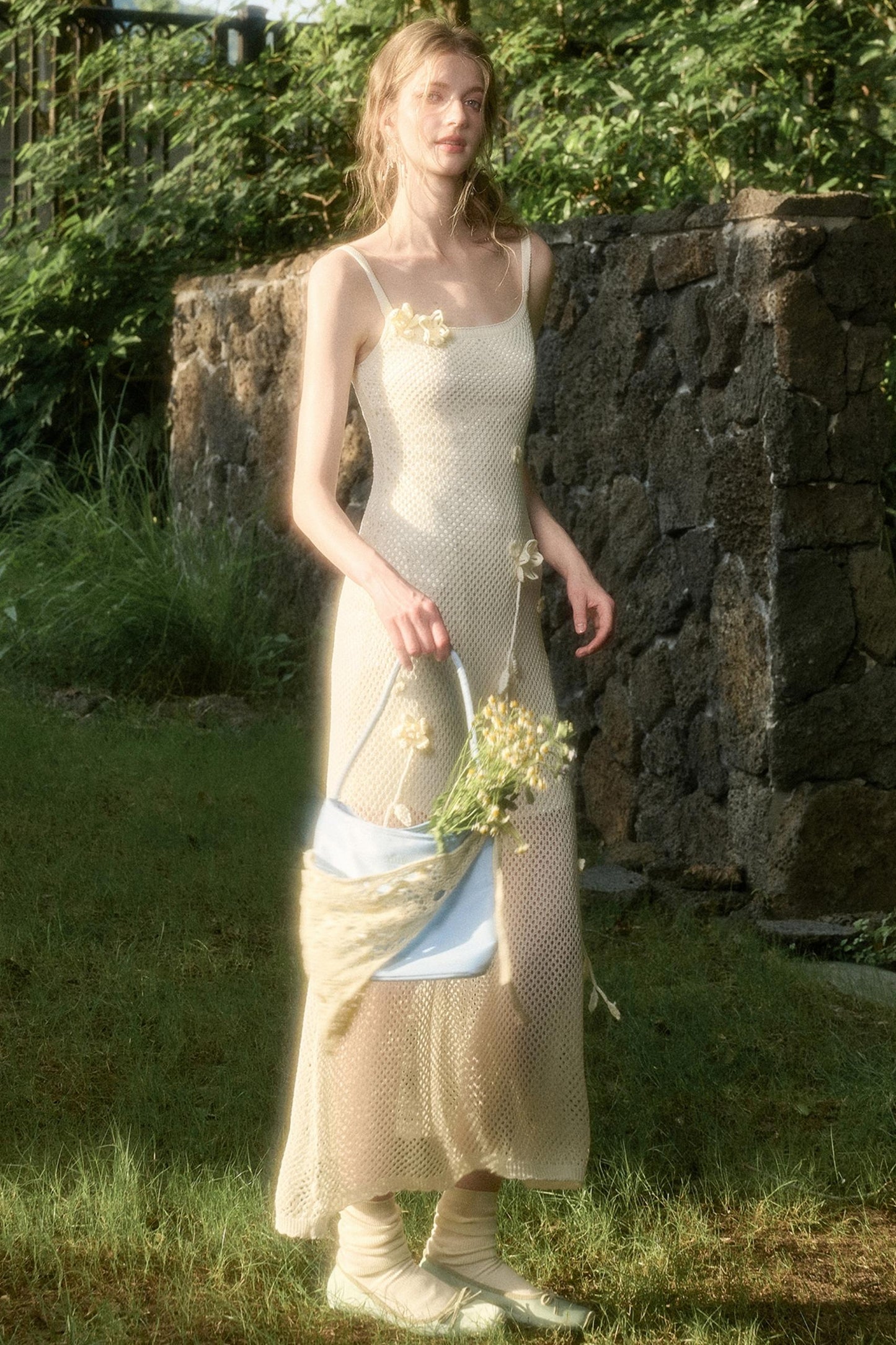 Pure White Floral Knit Dress