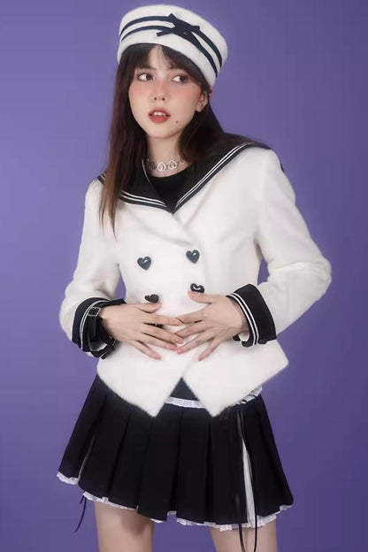 Golden Mink Sailor Collar Jacket