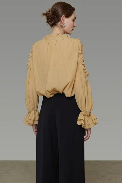 Lockeres Off-Shoulder-Shirt mit Rüschen