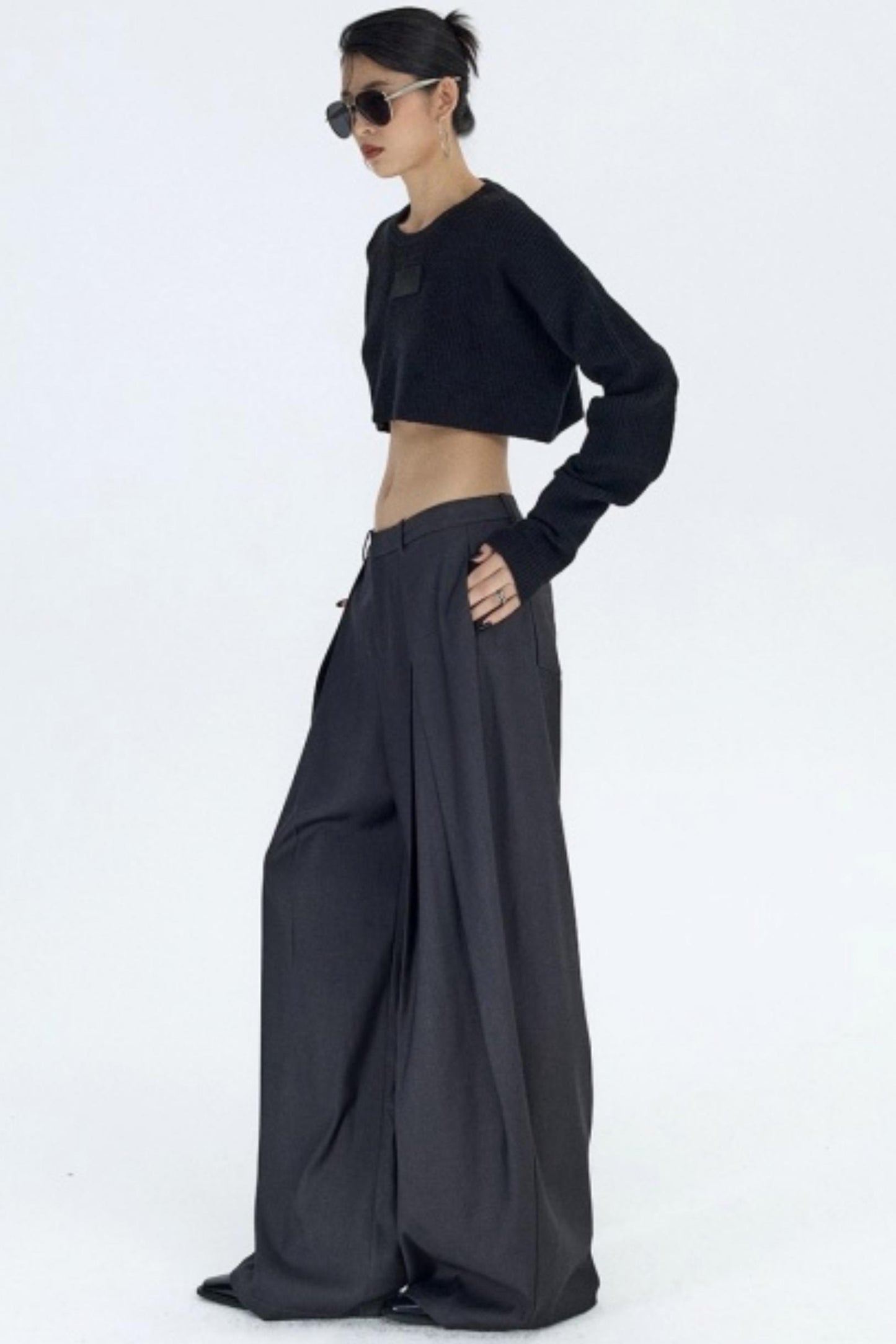 Pleated Dark Gray Scimitar Pants