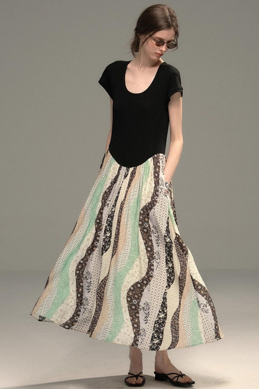 Sweet Vintage Panel Knitted Dress