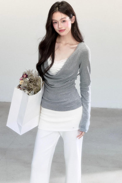 Gray Flower Swing Knitwear