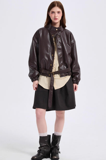 Autumn Burgundy Leather Jacket