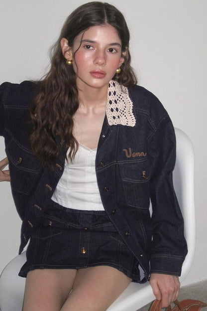 Blue Detachable Denim Jacket Set-Up