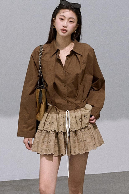 Lyocell Perforated Embroidered Puffy Cake Skirt