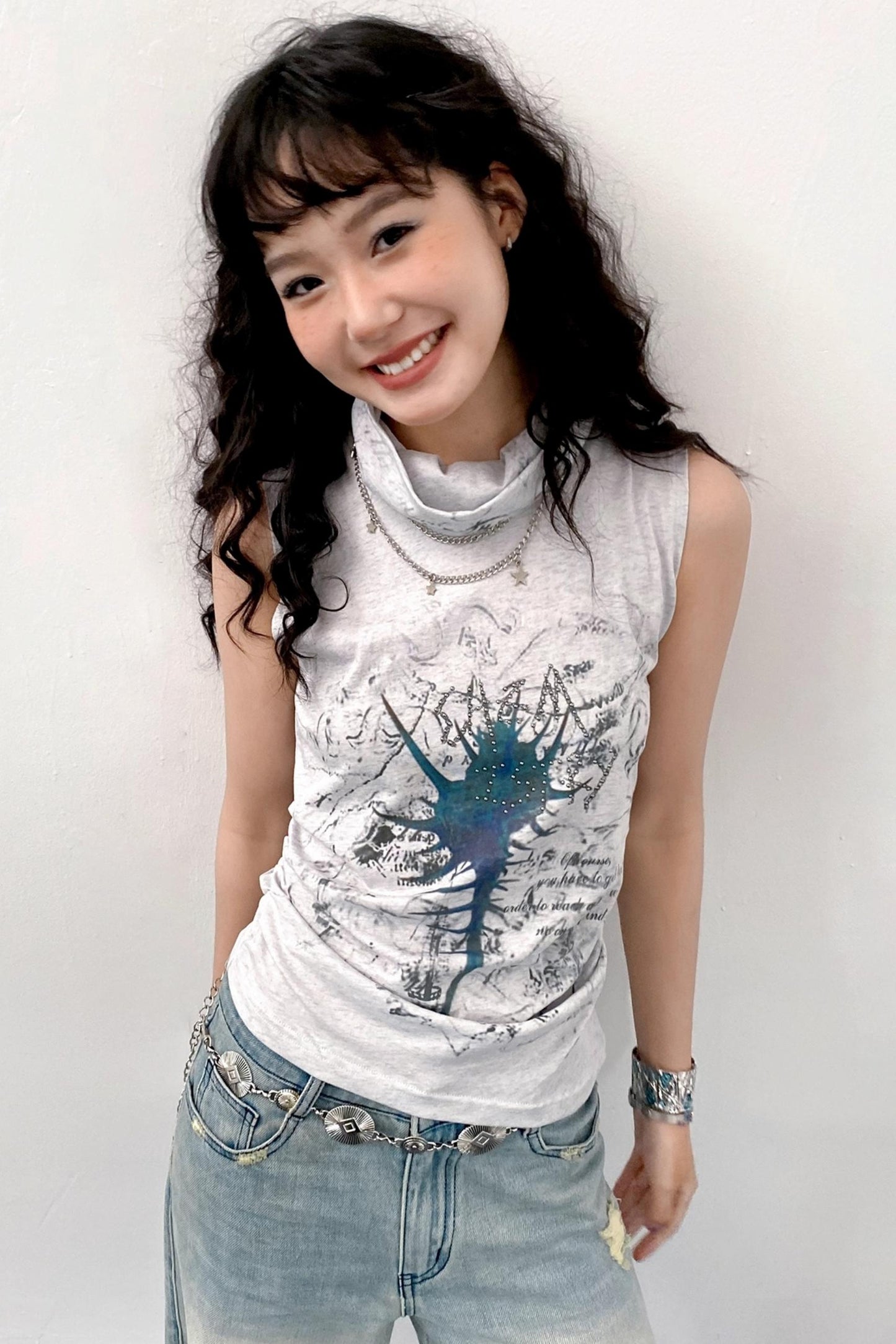 Asymmetrical Pleated Tank Top