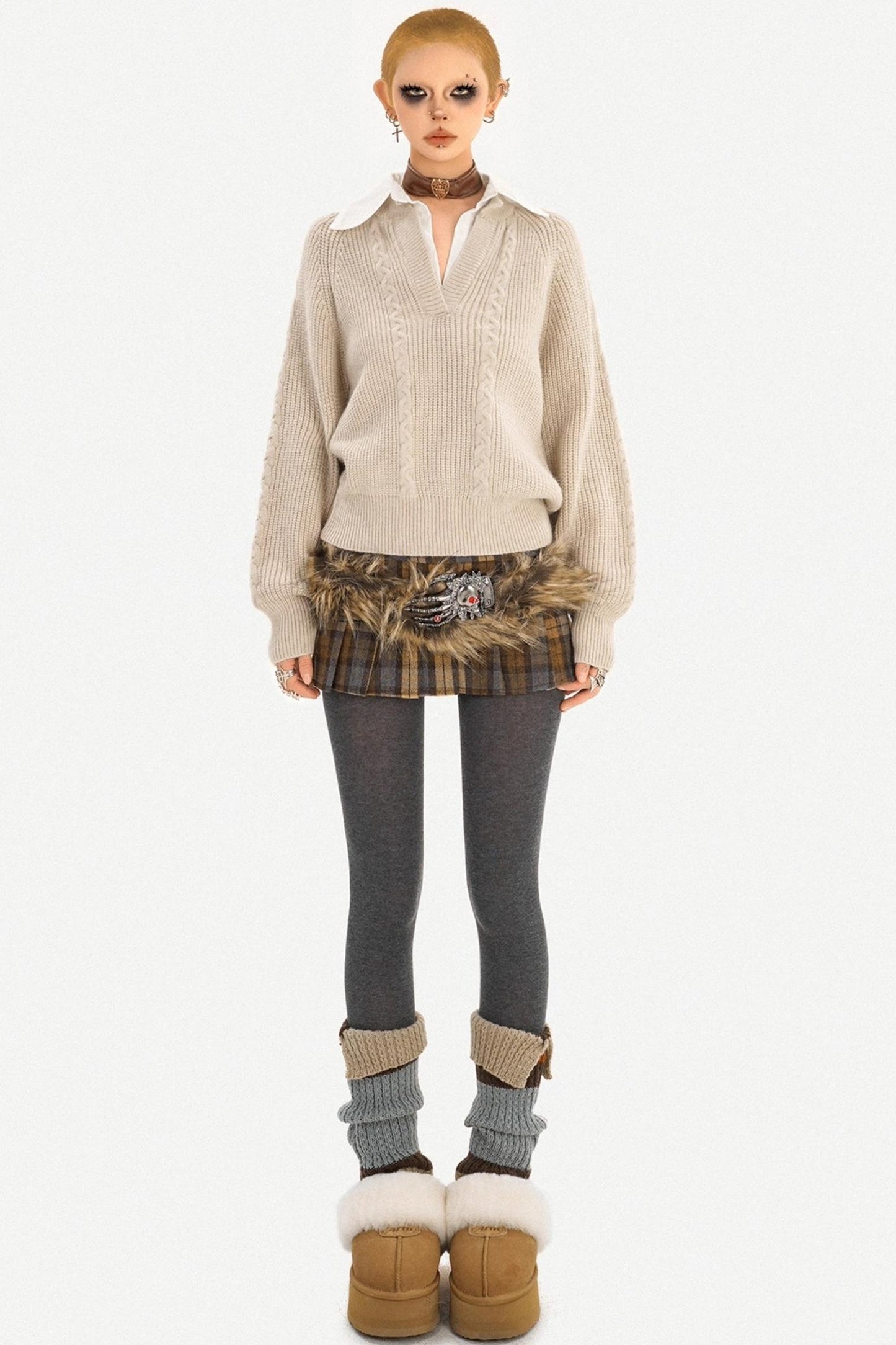 Cable Knit V-Neck Sweater