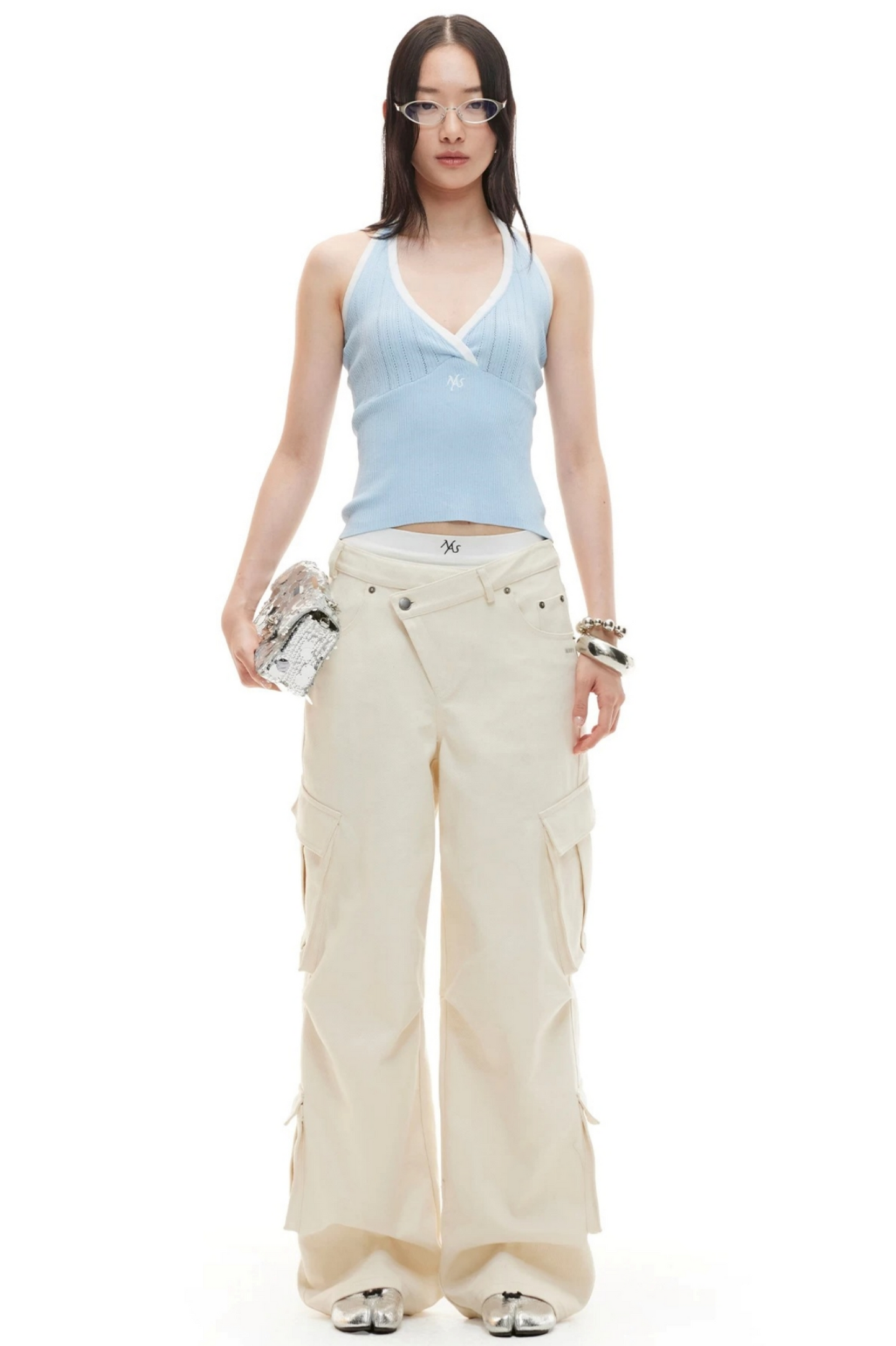 Interwoven Pleated Ribbed Vest