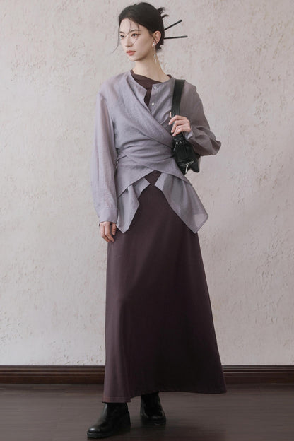 Elegant Purple Vest Dress