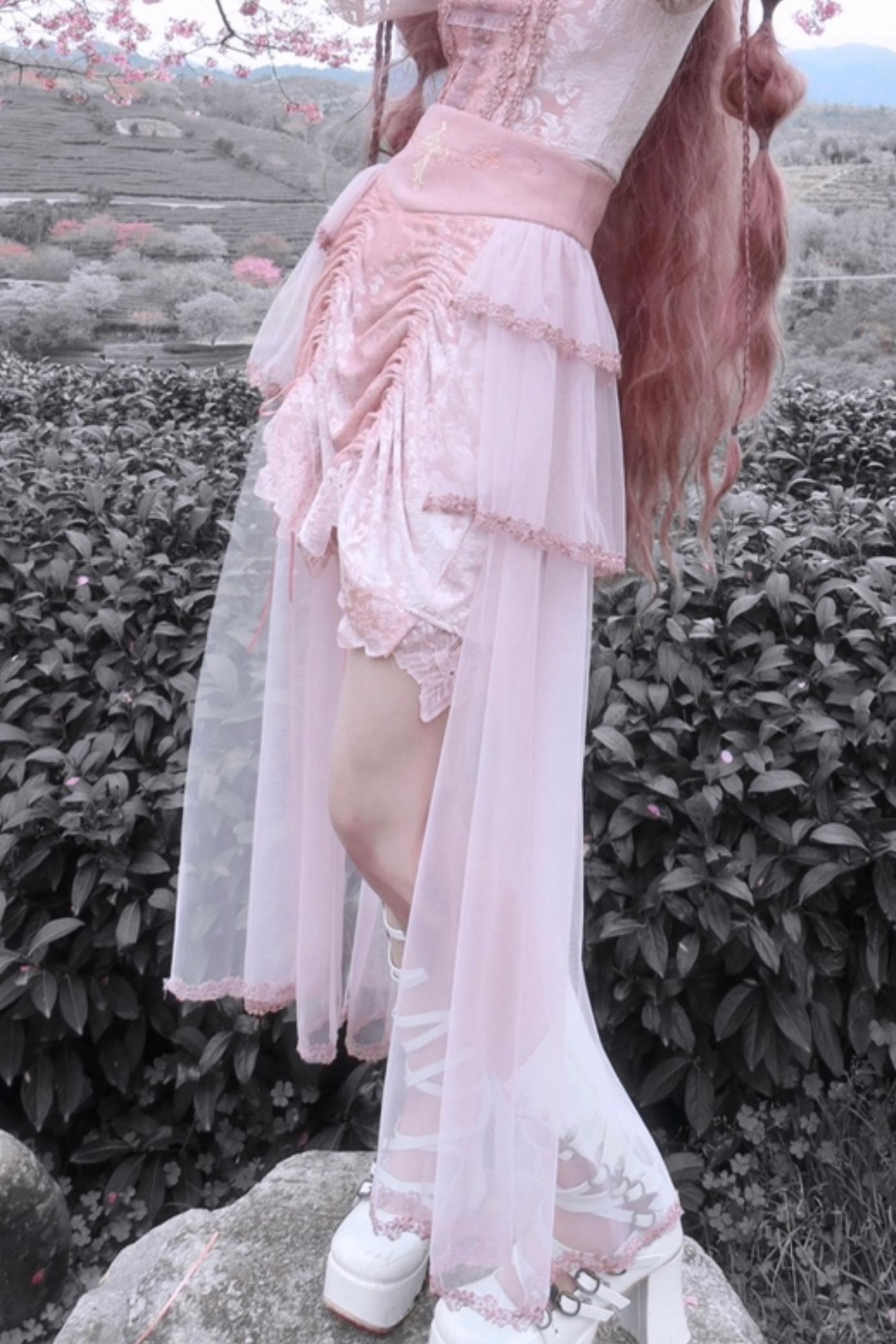 Gothic Embossed Pink Court Skirt