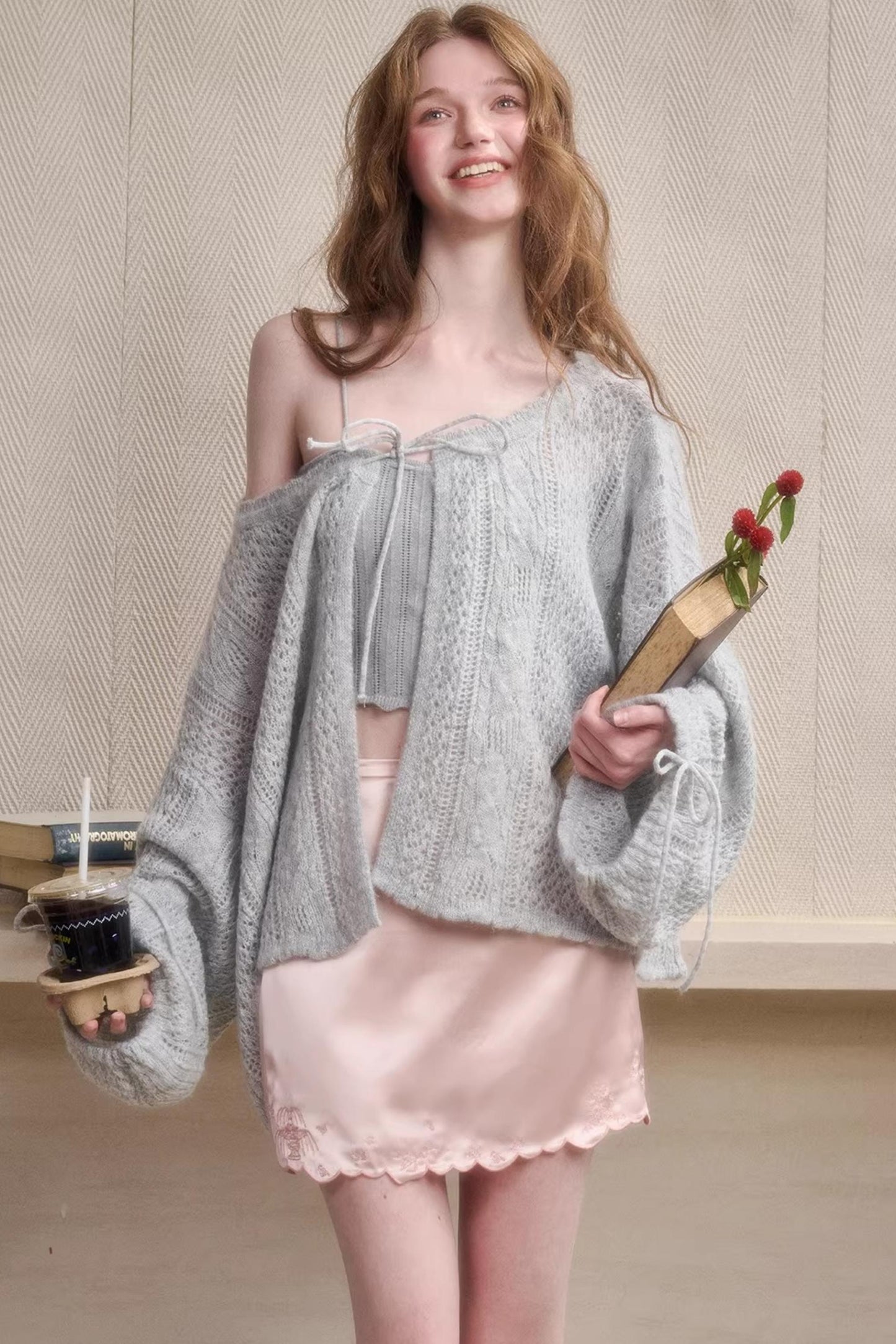 Mint Embroidered Satin Skirt