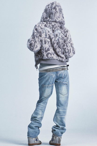 Vintage Washed Distressed Jeans Pants