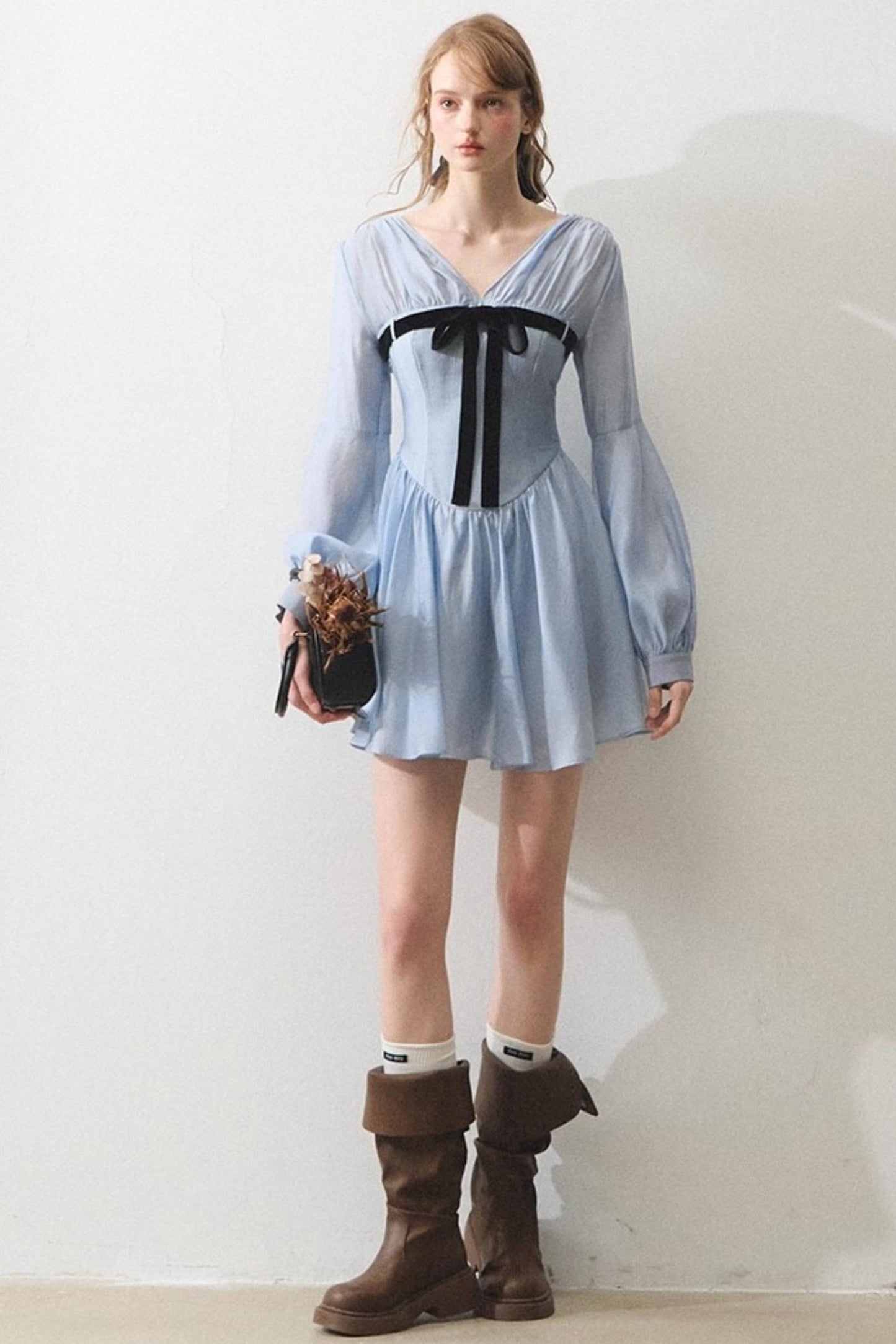 Mint Vintage V-Neck Tencel Dress