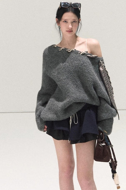 Plaid Color-Blocked Puffy Skirt